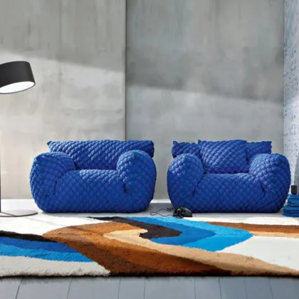 High-End Italian Fabric Sofa: Button Design, Comfortable Leisure Furniture