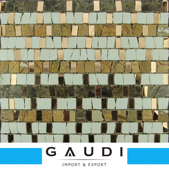 Custom 8mm thickness backsplash polished stone mosaic with crack