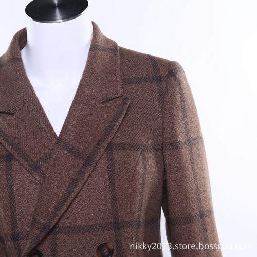 Customized classic plaid double breasted coat women 2020 new winter coats wool coats women
