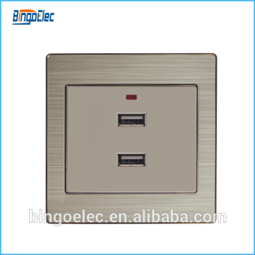 universal Golden color aluminium panel uk usb wall socket