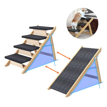 Adjustable Portable Wooden Pet Stairs for Cats and Small Dogs