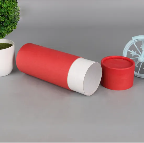 Recycled Red Paper Cylinder Gift Packaging Tube Box