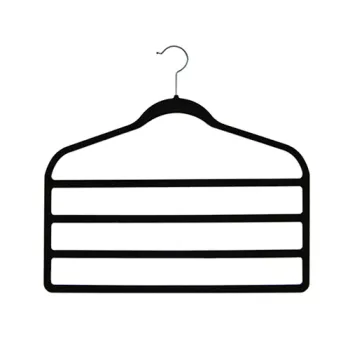 Four Layer Velvet Hanger with Non-Slip Bars for Scarves and Black Pants