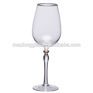 Clear red Wine glass with gold painting ball on stem