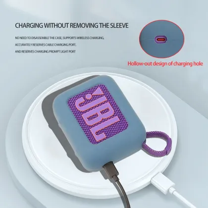 Waterproof Silicone Case Cover for JBL GO4 Speaker with Keychain