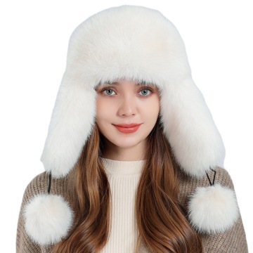 Wholesale Faux Fur Trapper Hat for Women - Faux Leather Aviator Hat
