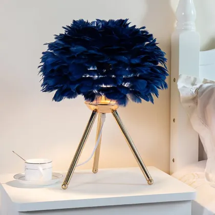 Feather Desk Lamp: LED Bedside Triangle Bedroom Lamp