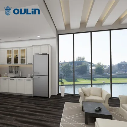 American pastoral shaped paint door style kitchen cabinet