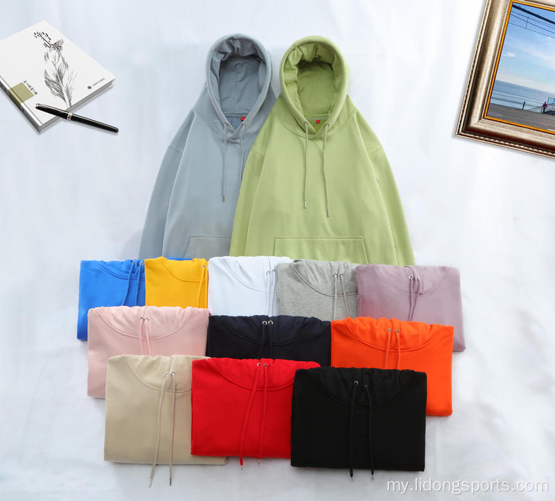 လက္ကားအလွတ်ရိုးရိုးရှင်းရှင်း unisex pullover hoodies ချွေးထွက်