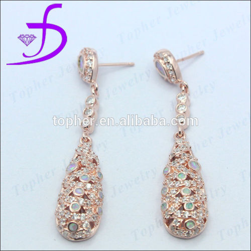 Rose rhodium platted earring hanging earring design