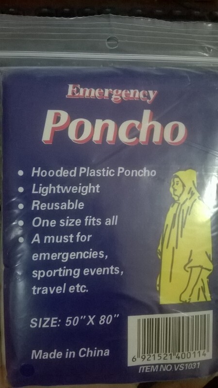 PE rain poncho packing bag with papercard