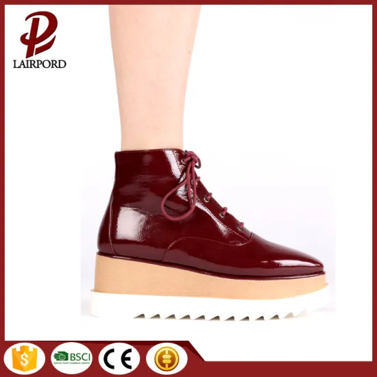 Red strappy lace mid-heel PU casual shoes