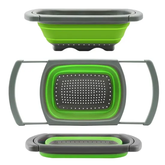 Gloway Collapsible Kitchen Gadget: Over-the-Sink Colander, Vegetable & Fruit Strainer Basket with Extendable Handle