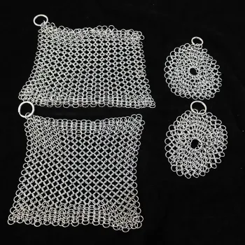 Stainless Steel Chain Mail Scrubber for Pots and Pans Cleaning