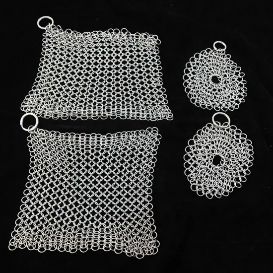 Stainless Steel Chain Mail Scrubber for Pots and Pans Cleaning