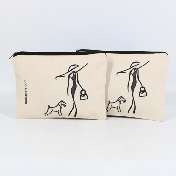 Wholesale Custom Logo Cotton Cosmetic Bags with Zipper