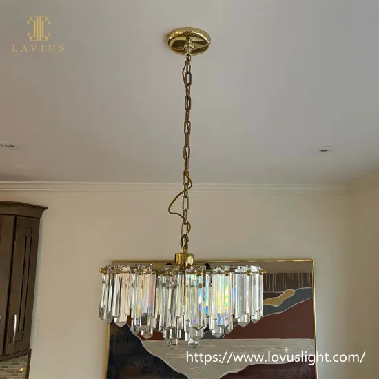 Long cylinder shape crystal chandelier Concise modern design style crystal pendant light for living room