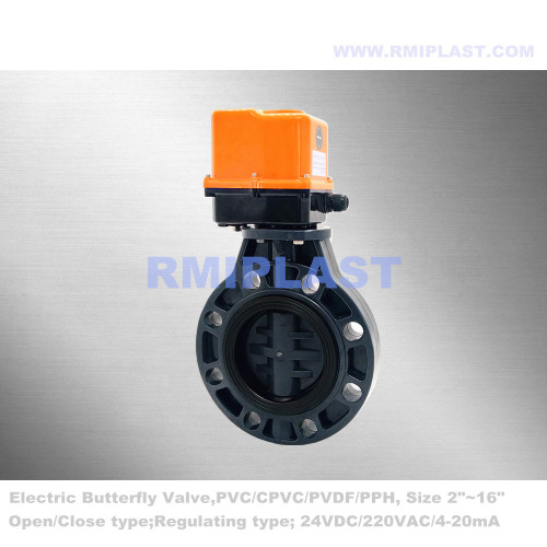 PVC Electric Butterfly Valve 24VDC