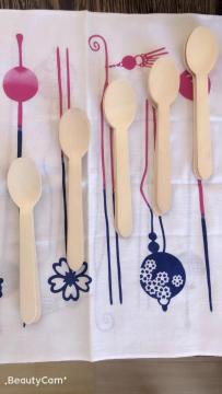 Disposable wooden knife spork spoon set