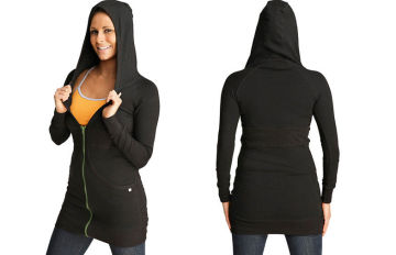 Pilates Spinning Yoga Womens Fitness Wear Long Body Hoodie Fwjt05