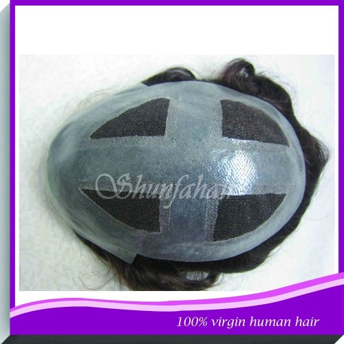 Indian Hair Human Hair Type Human Hair Material and No Virgin Hair Men Hair piece Toupee