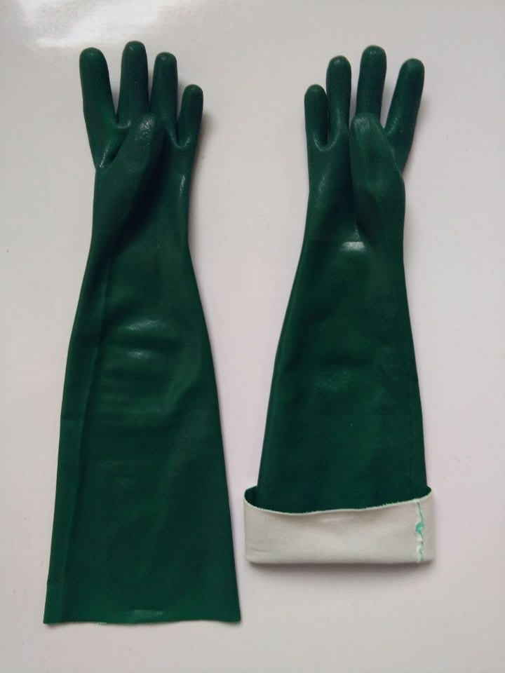 65 cm Green PVC Chemical Rękawice