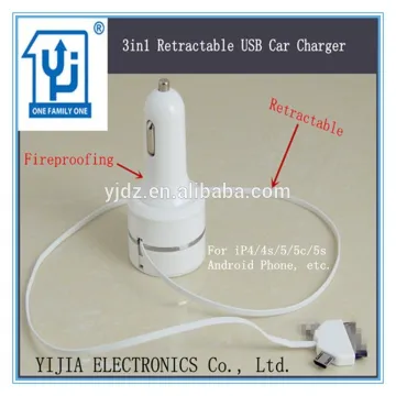 2015 Multifunctional Retractable mini Single USB Electric Car Charger