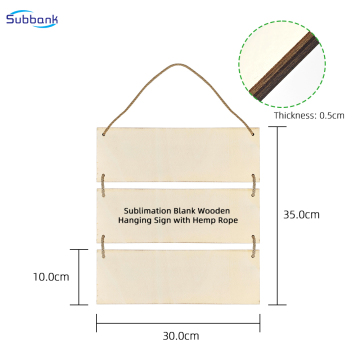 Subbank Sublimation Blank Wood Sign Rectangle Door Board Hanging Home Wall Door Decor Plaques With Rope