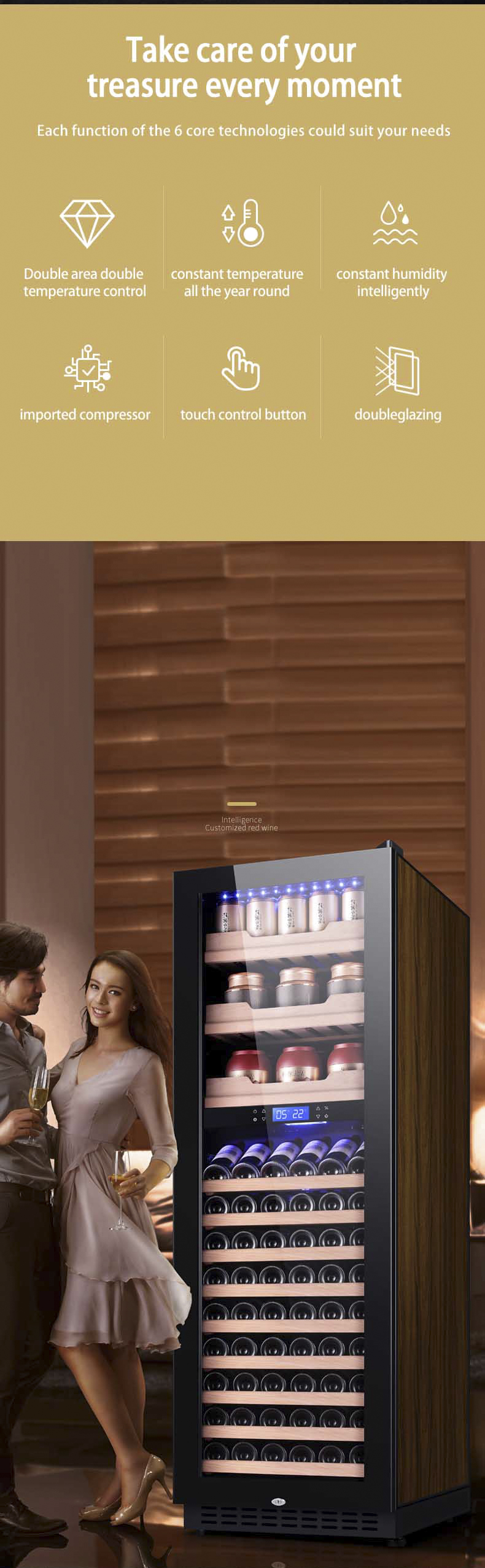 Vertical Shelf Wine Fridge Thermostat Wine Refrigerator, High Quality
