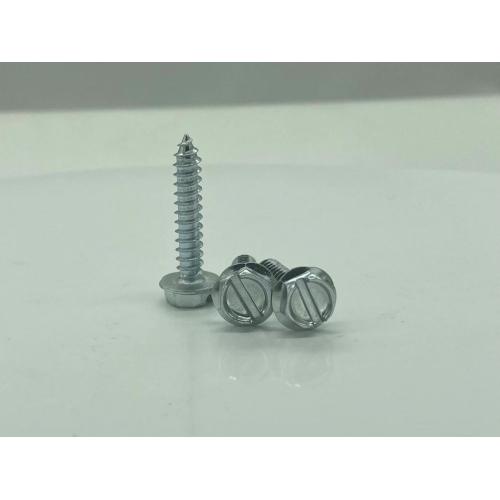 Slotted indented hex flange screws 10#-16*1 Pointed tail