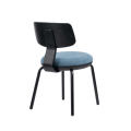 Modern Blue Simple Backrest Iron Legs Restaurant soft Dining Chairs Upholstery chair