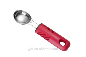 Kitchen soft fruit and ice cream stainless steel rubber handle scoop