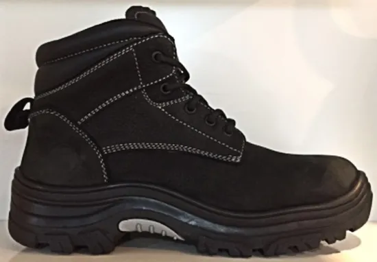 Black embossed Leather new decoration safety boots