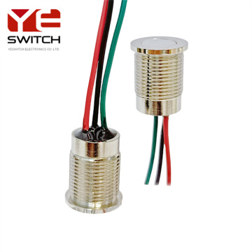 YESWITCH 14mm IP68 Metal LED Switch With Wire