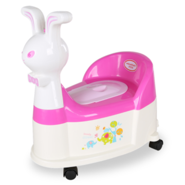 Petit pot en plastique en forme de lapin avec roue et musique