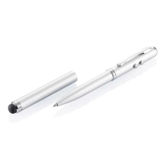 4in1 pen soft stylus touch pen ball pen with LED light and laser for iPhone/iPad