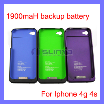 1900mAh Battery for iPhone 4G 4s External Mobile Backup Rechangeable Battery Case Power Bank USB Charger Case