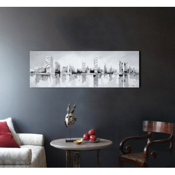 Metallic Skyline Wall Art City Oil Painting