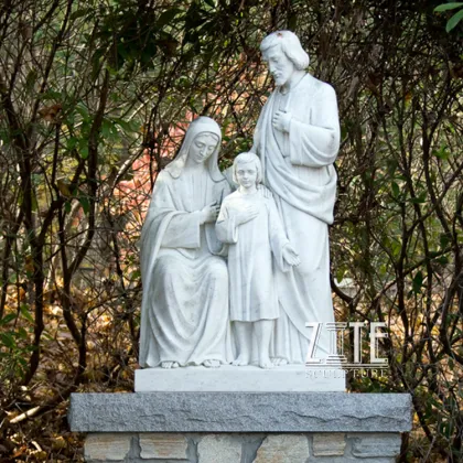 White marble holy family statue sculpture for church decoration