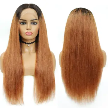 X-TRESS 180% Density Brazilian Human Hair Wigs Straight 1B/30 Lace Front Wig With Pre Plucked 4*13 Lace Frontal Wig For Women