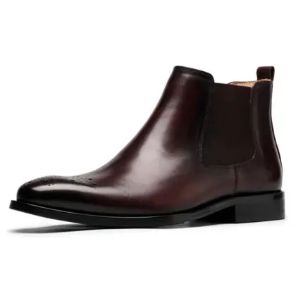 Height increasing shoes Chelsea ankle boots leather