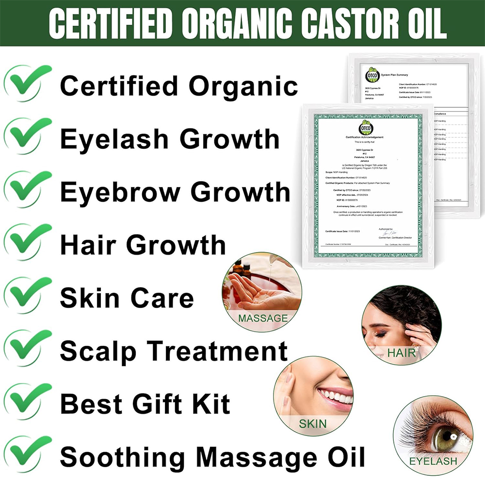 100% Pure Cold Pressed Natural Organic Jamaican Black Castor Oil for Body Hair Skin, Massage Oil, Hair Nourishing Oil,Anti-Aging