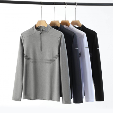 Men's Long Sleeve Athletic Slim Zip Shirts