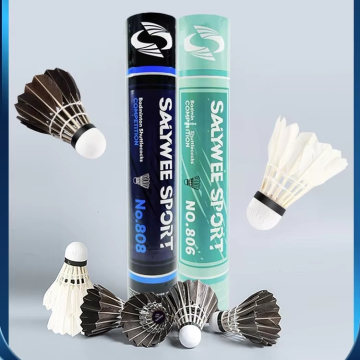 High-Durable Black Goose Feather Nylon Badminton Ball with Cork Head for Professional Training and Championships