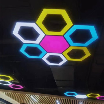 Hexagonal LED Pendant Light DIY Modern Acrylic Hanging Lamp for Dining Room and Bar