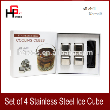 Ice Whiskey Stones - Set of 4 Premium Drink Chilling Stainless Steel Reusable Ice Cubes
