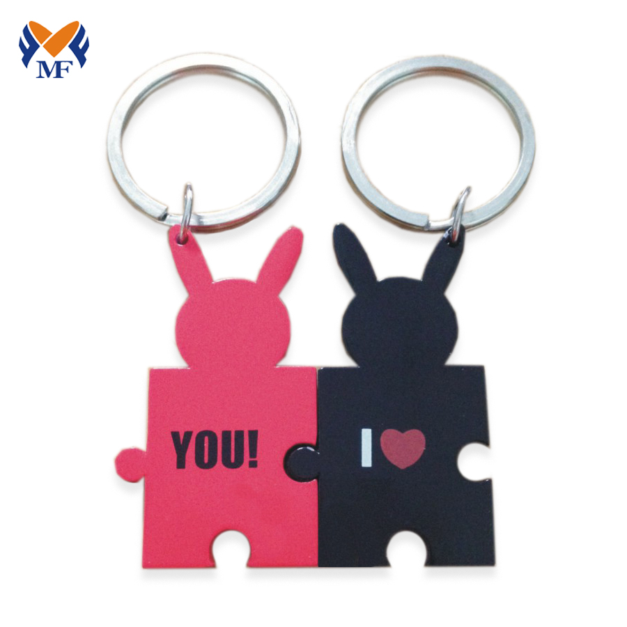 Metal chinese funny couple keychain set