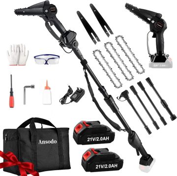 Cordless 6-Inch Mini Chainsaw with Dual Battery and Safety Lock