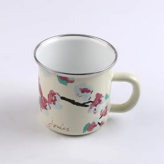 Japanese Market Enamel Mug with a Hollow Handle