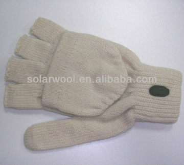 Merino wool knitted white sports gloves